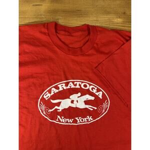 Saratoga Americas Racetrack New York Red Fruit of Loom T-Shirt L Single Stitch